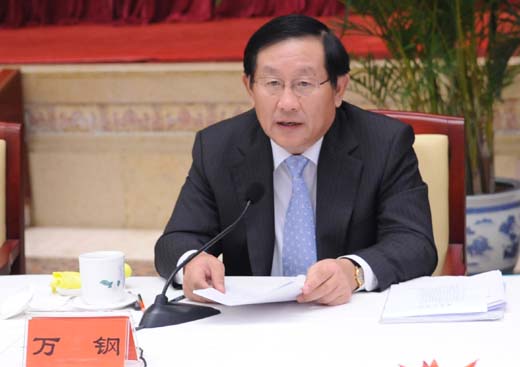 致公党中央主席万钢在会上发言